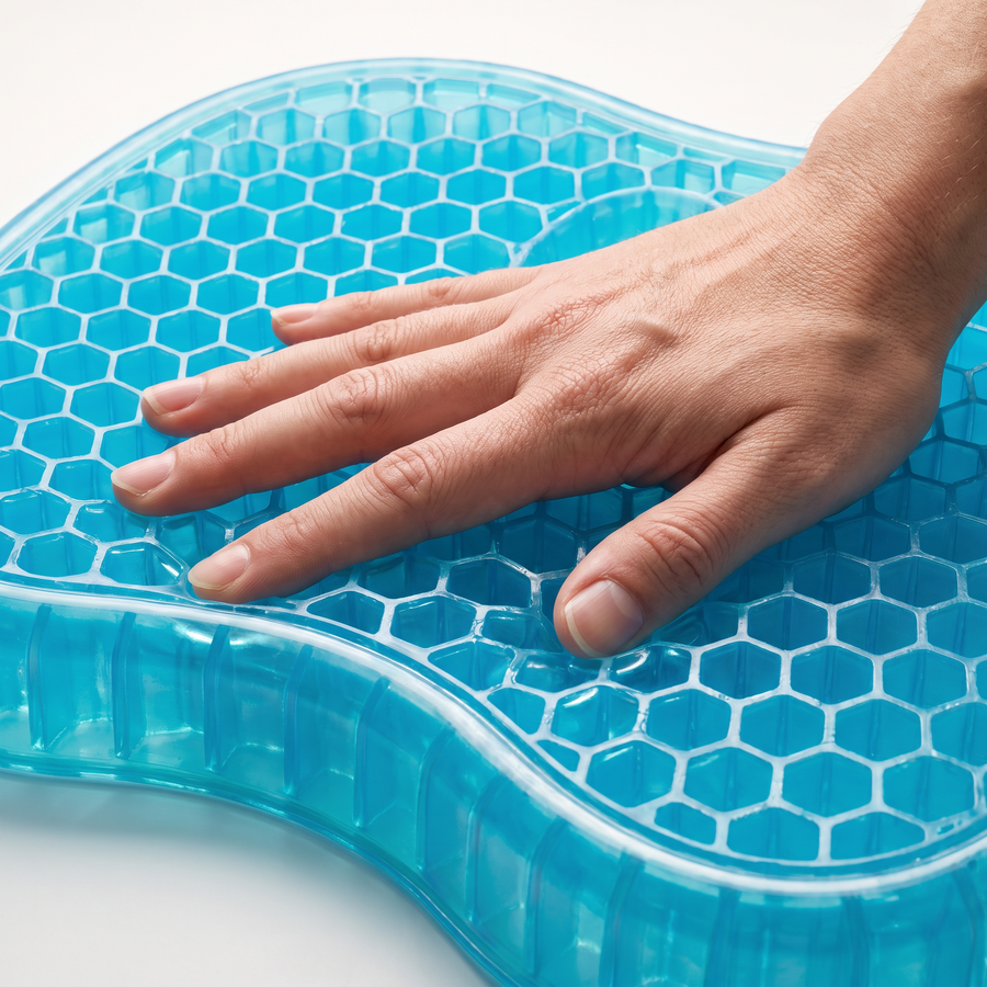 Hand pressing into the GelRest honeycomb gel cells