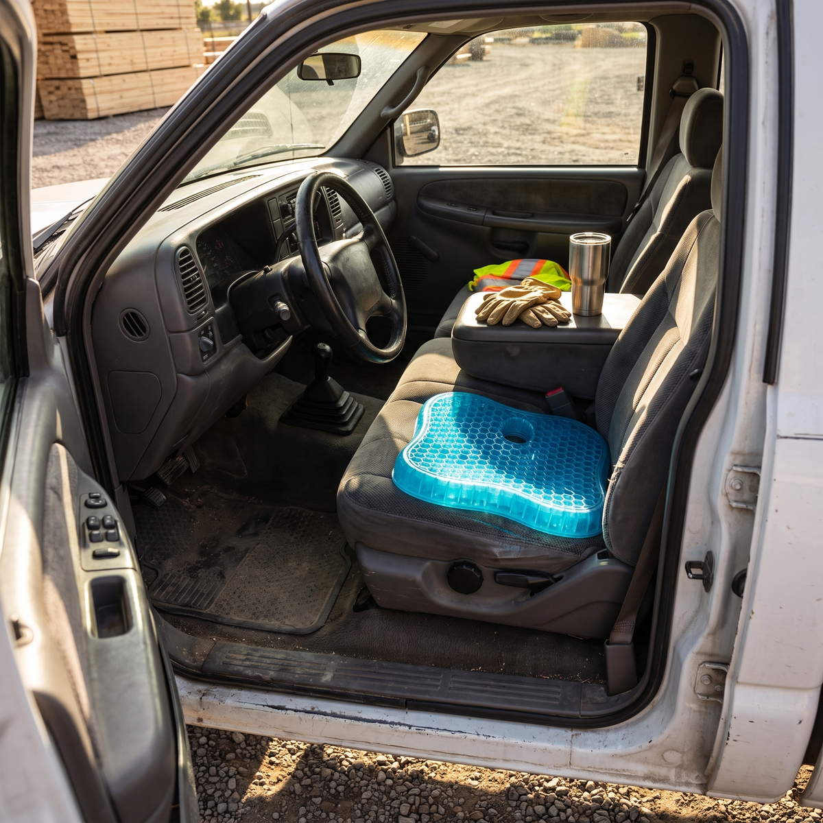 GelRest gel seat cushion on a pickup truck driver's seat